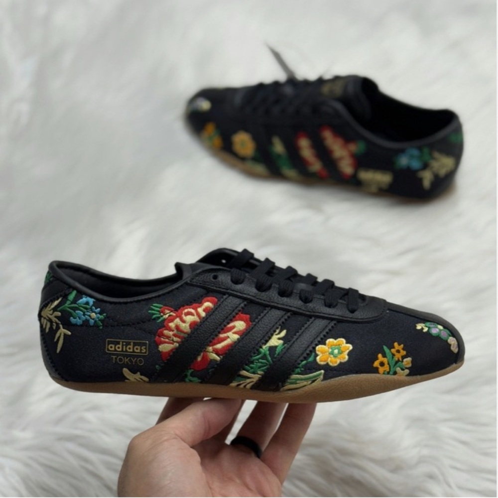 adidas Tokyo Women's Black Floral Embroidered Sneakers